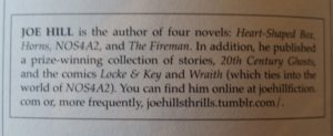 Author Blurb on Joe Hill provided by Cemetery Dance